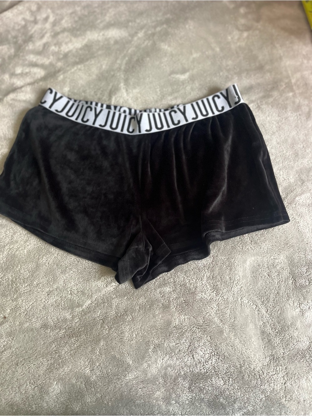 Juicy Couture Black Velour Rhinestone Logo Lounge Shorts - Picture 3 of 6
